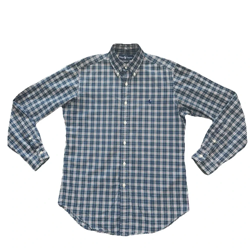 Polo Ralph Lauren Oxford Multicolor Plaid Blue Pony Cotton Button Down Shirt S/P